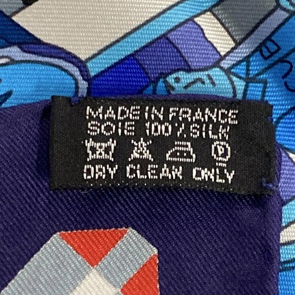 Auth HERMES Carre 90 - Navy Blue Multi Scarf - Picture 4 of 5
